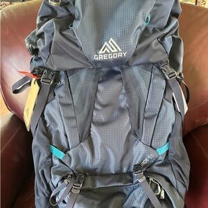 Gregory Dark Gray Hiking Backpack with Teal Accents